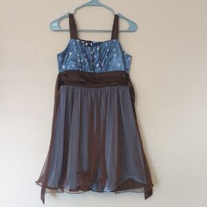 Elegant Blue and Brown Dress